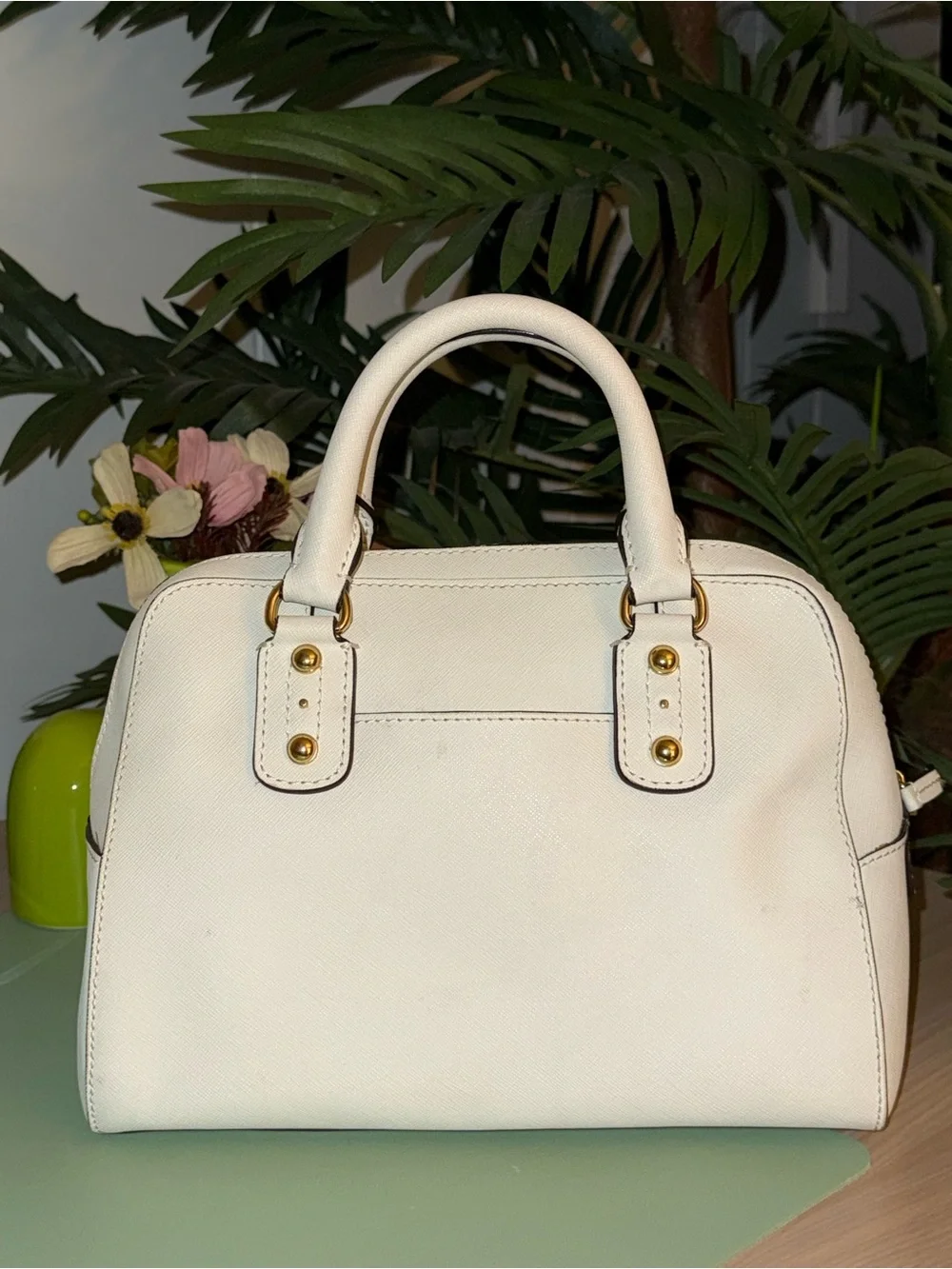 Michael Kors White Saffiano Leather Satchel Bag